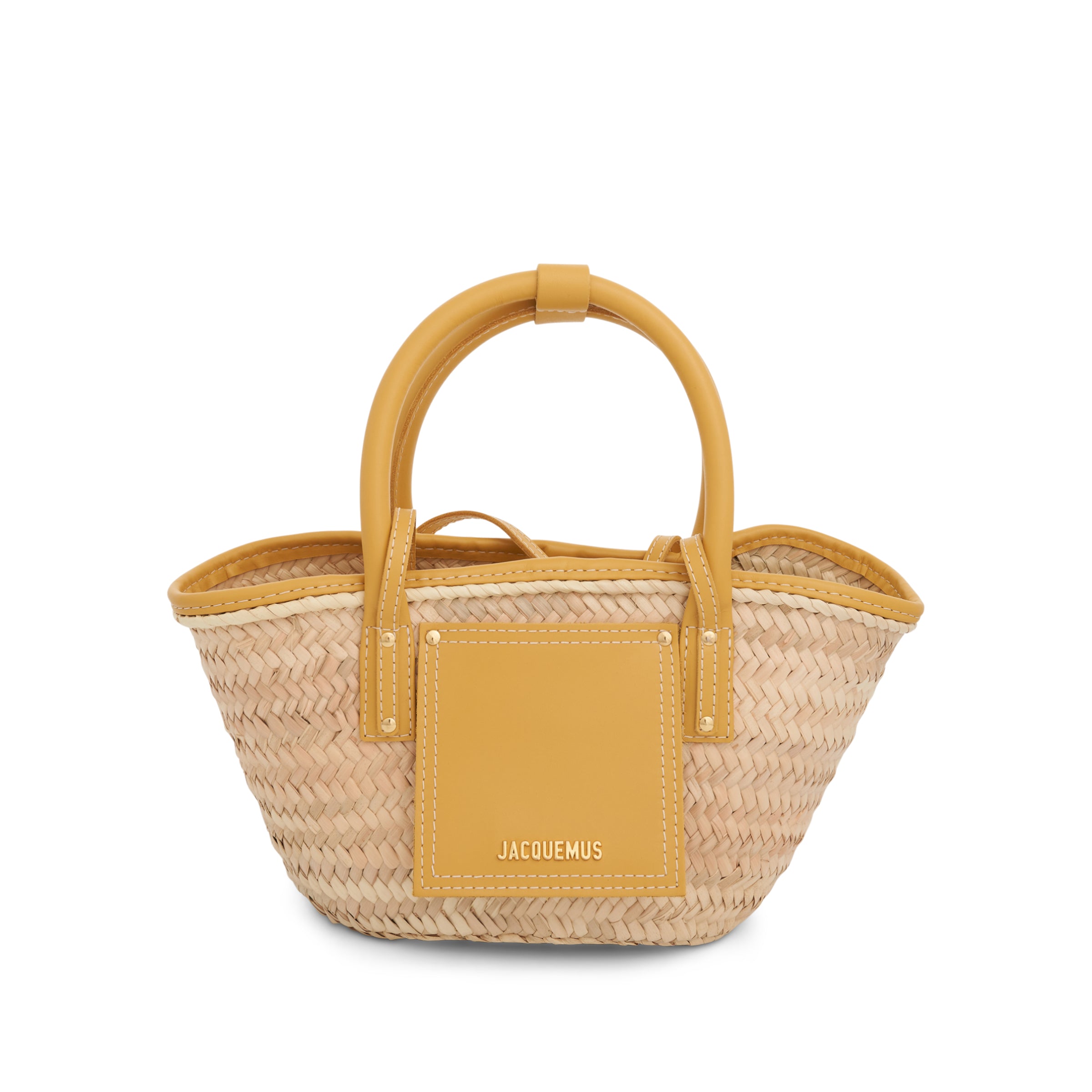 Le Petit Panier Soleil Straw & Leather Bag in Dark Yellow