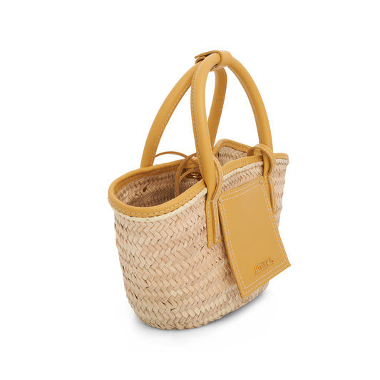 Le Petit Panier Soleil Straw & Leather Bag in Dark Yellow