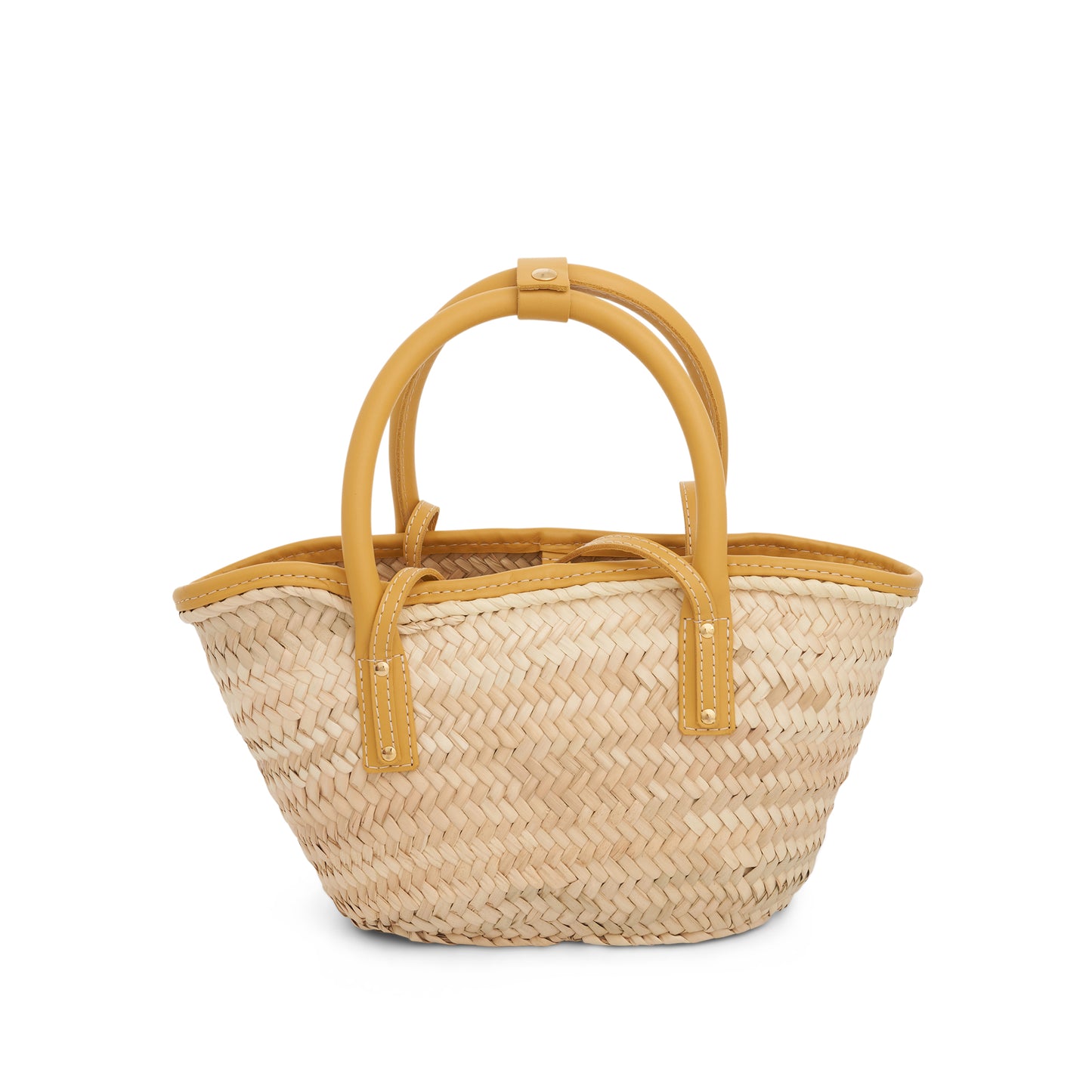 Le Petit Panier Soleil Straw & Leather Bag in Dark Yellow