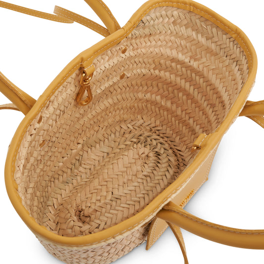 Le Petit Panier Soleil Straw & Leather Bag in Dark Yellow