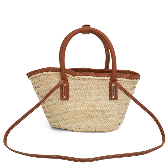 Le Petit Panier Soleil Straw & Leather Bag in Light Brown