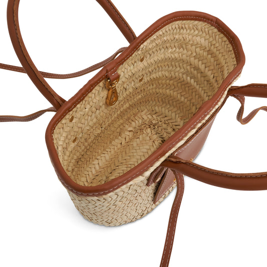 Le Petit Panier Soleil Straw & Leather Bag in Light Brown