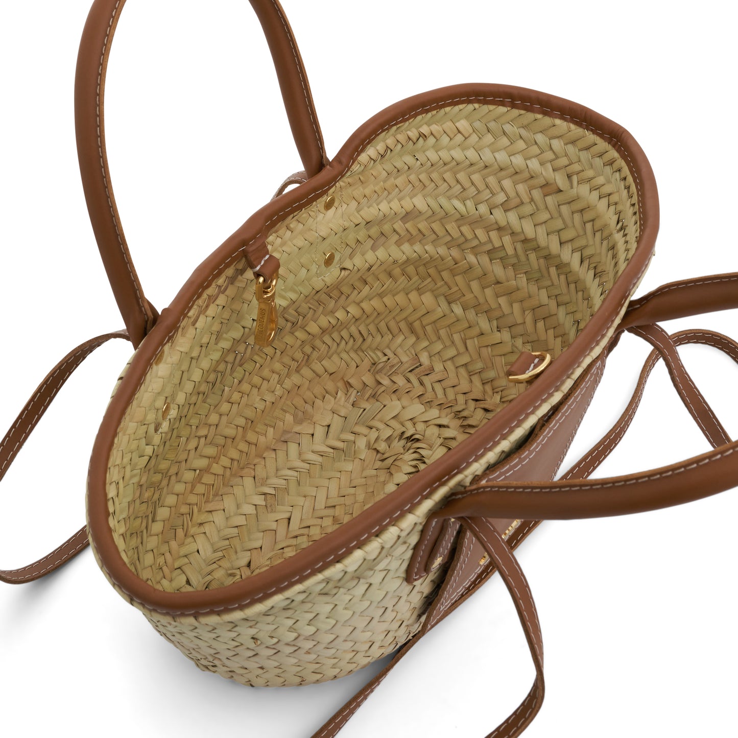 Le Petit Panier Soleil Straw & Leather Bag in Light Brown 2