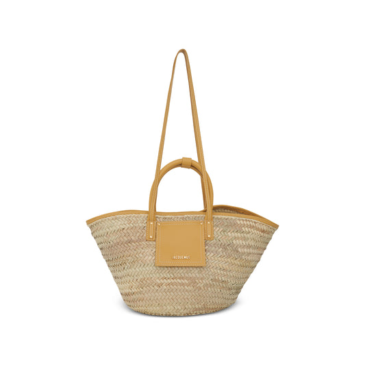 Le Panier Soleil Straw & Leather Bag in Dark Yellow