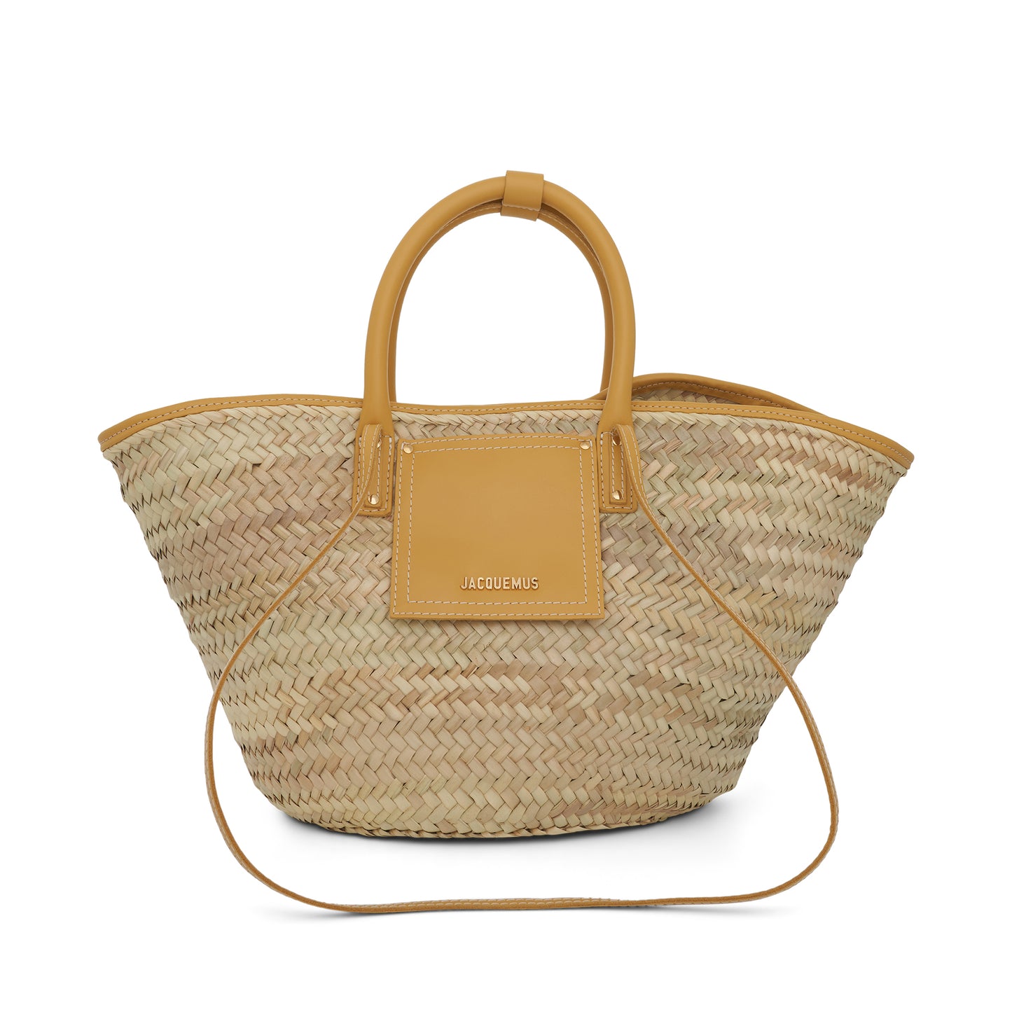 Le Panier Soleil Straw & Leather Bag in Dark Yellow