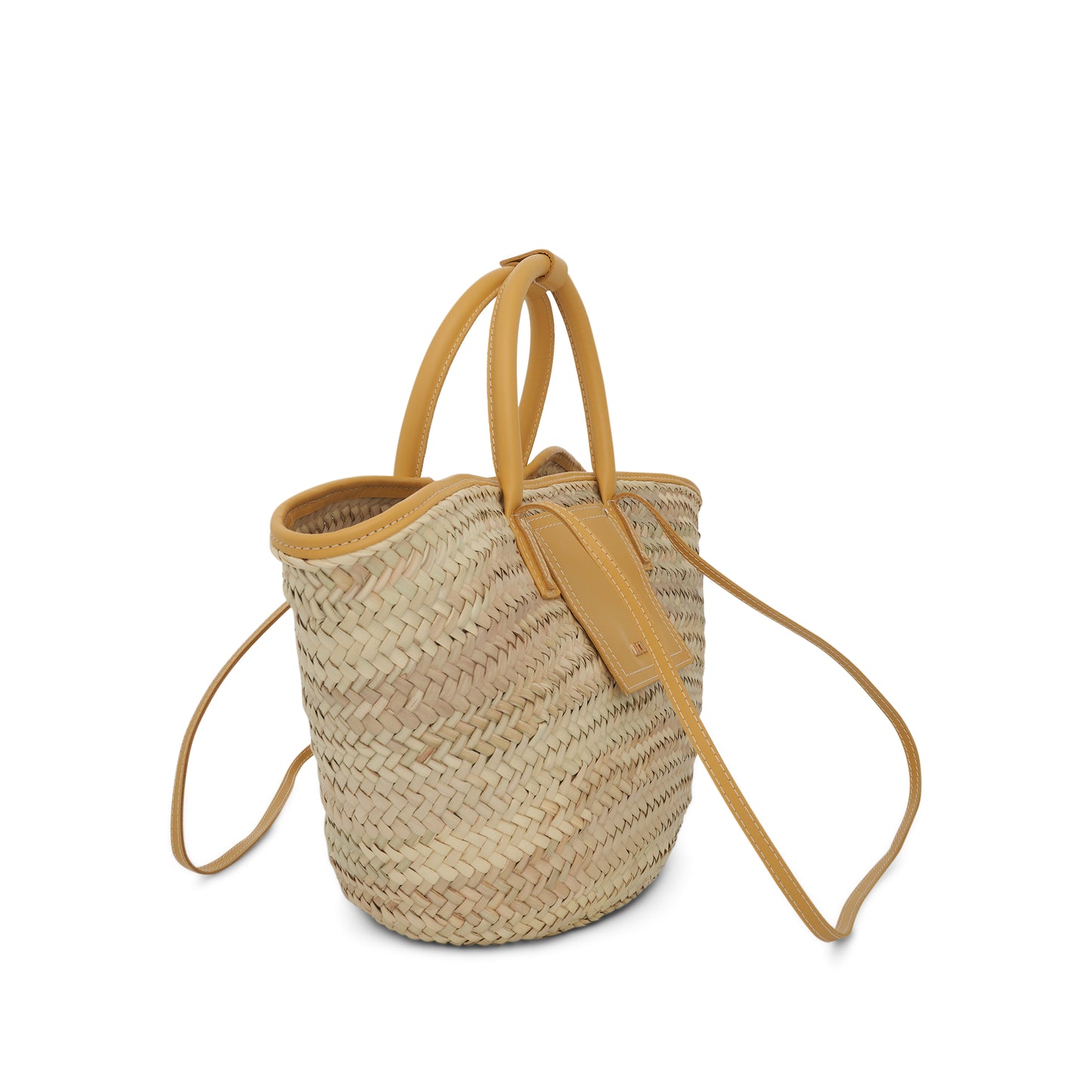 Le Panier Soleil Straw & Leather Bag in Dark Yellow