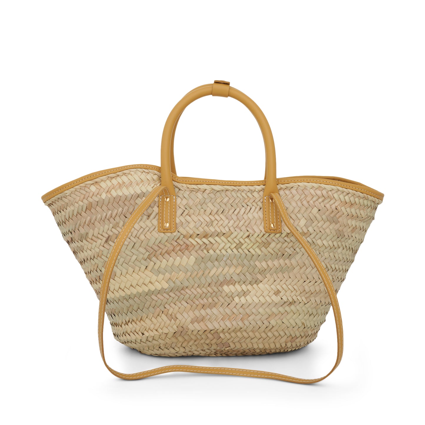 Le Panier Soleil Straw & Leather Bag in Dark Yellow