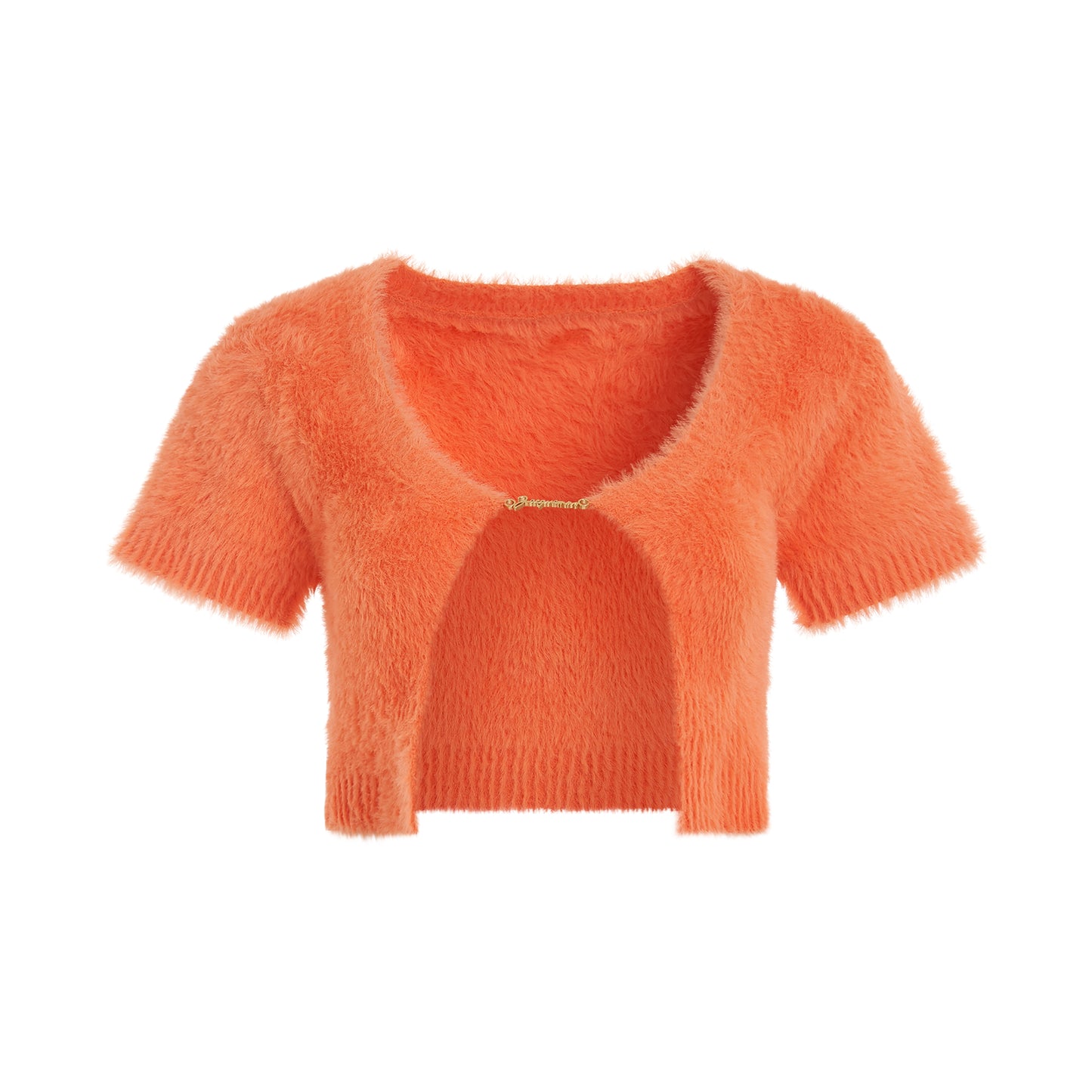 Neve Short Sleeved Charm Cardigan in Orange