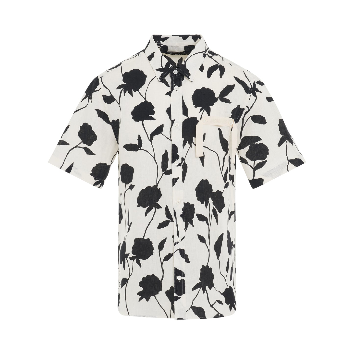 Melo Short Sleeve Black Roses Printed Shirt in White