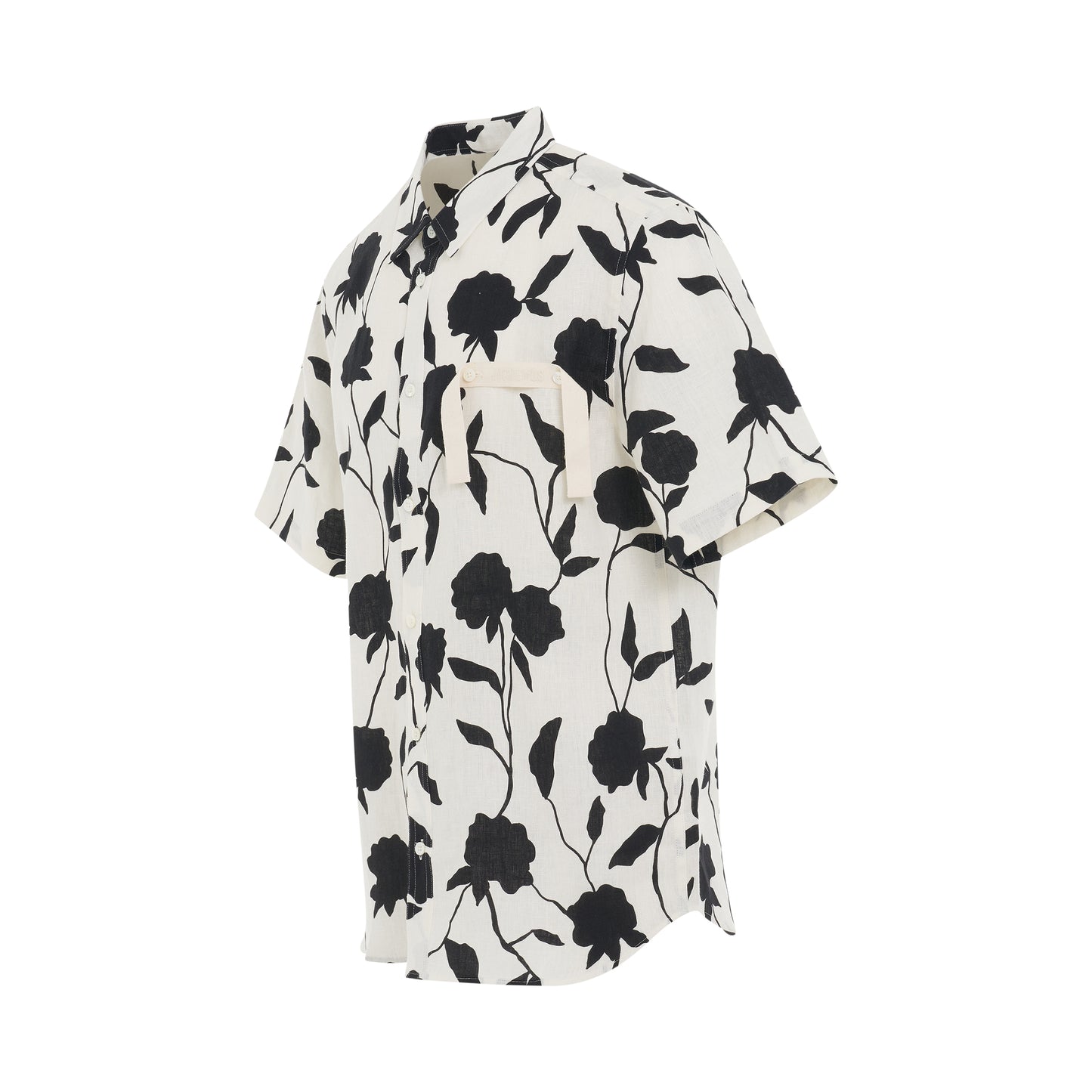 Melo Short Sleeve Black Roses Printed Shirt in White