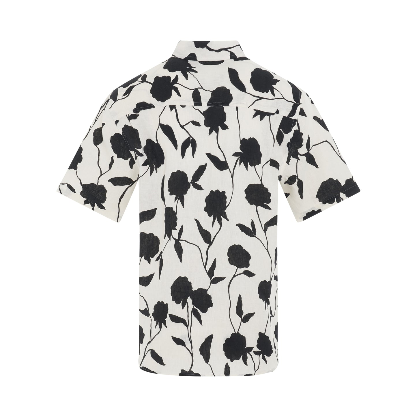 Melo Short Sleeve Black Roses Printed Shirt in White