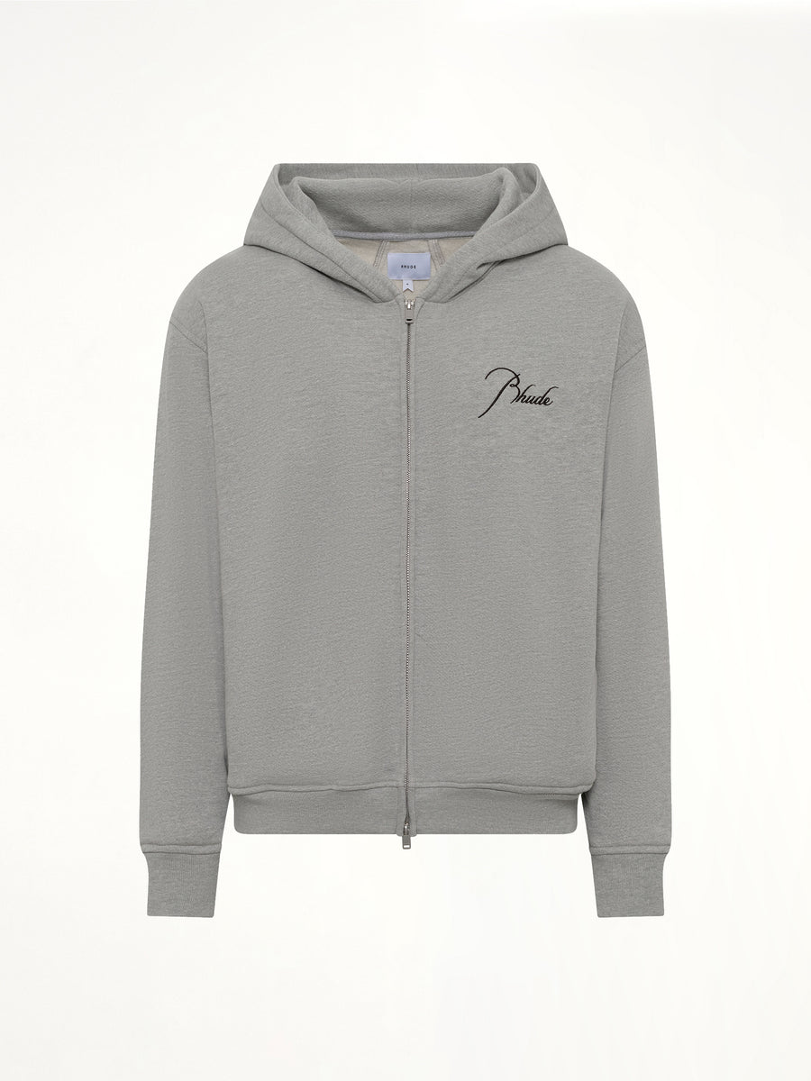 Classique Zip Up Hoodie in Heather Grey/Black