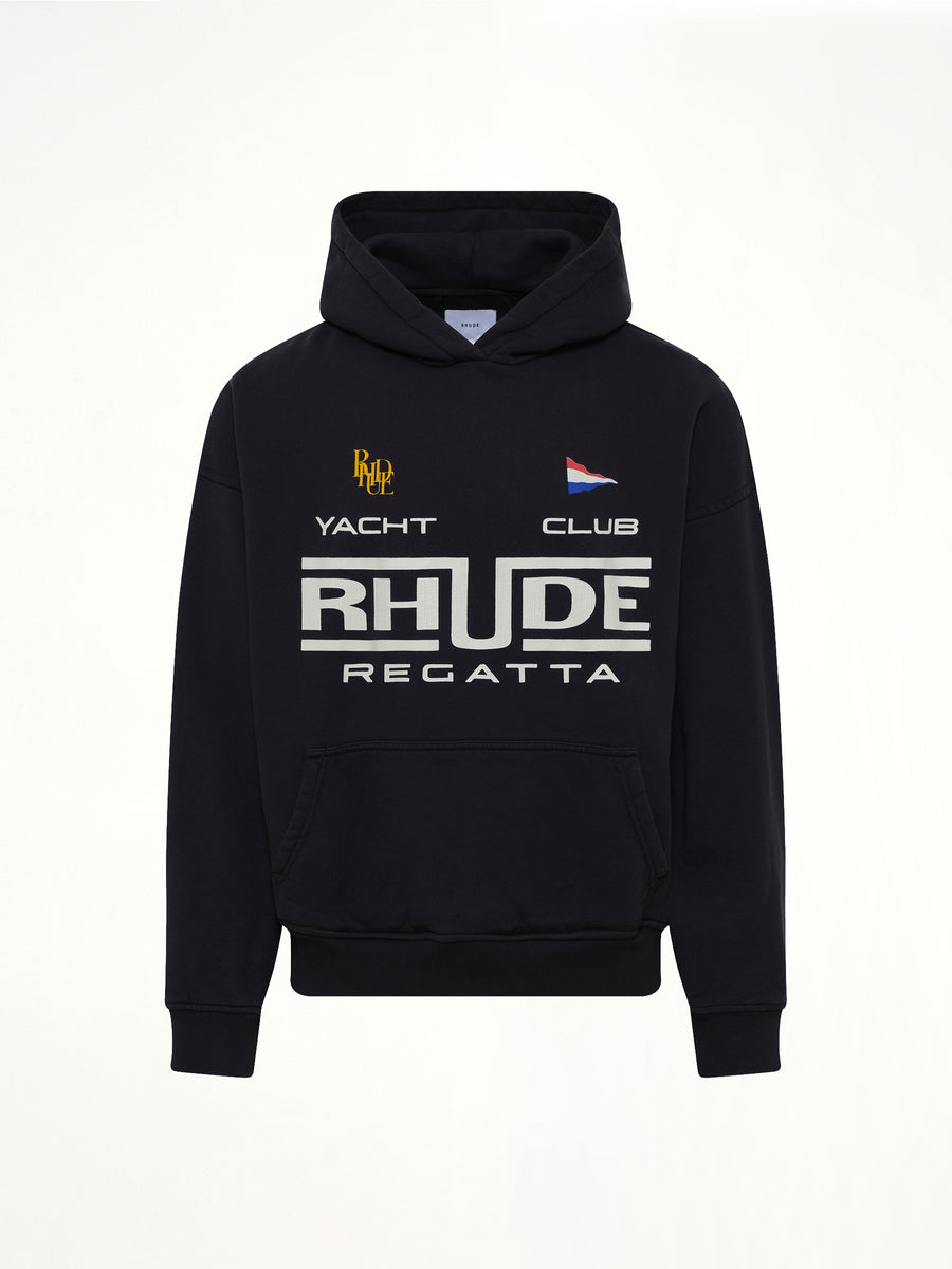Rhude Regatta Club Hoodie in Vintage Black/White