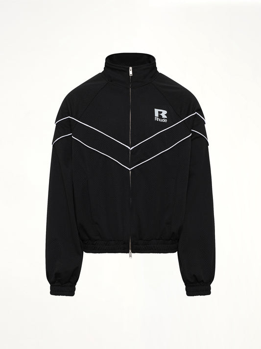 Rhude Mesh Piping Raglan Track Jacket in Black/White