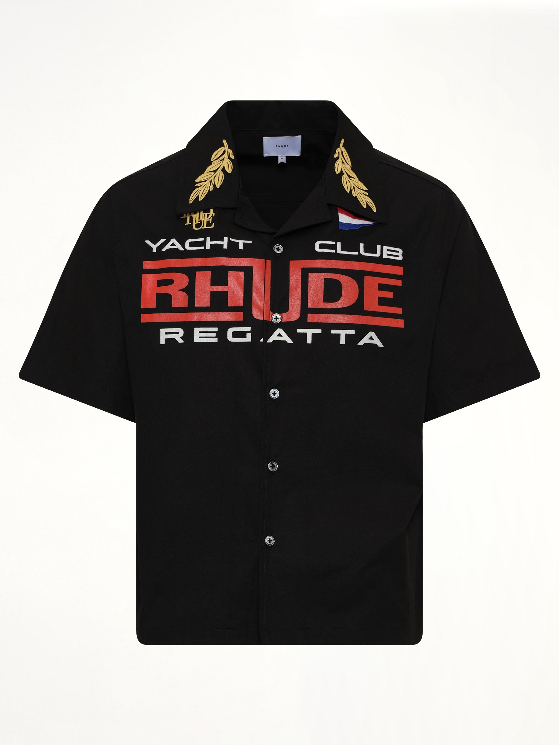 RHUDE Rhude Regatta Club Shirt in Black/White/Red Product Photo from MARAIS