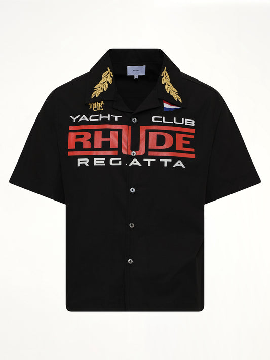 Rhude Regatta Club Shirt in Black/White/Red