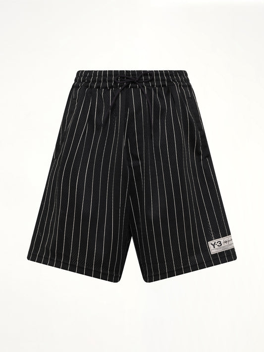 Mesh Pinstripe Shorts in Black