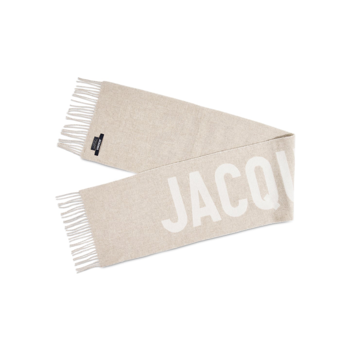 Fringe Logo Scarf in Multi Beige