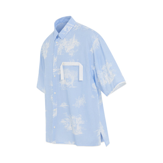 Cabri Short Sleeve Shirt in Blue Toile De Jouy Print