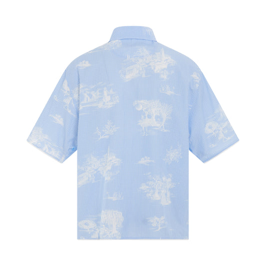 Cabri Short Sleeve Shirt in Blue Toile De Jouy Print