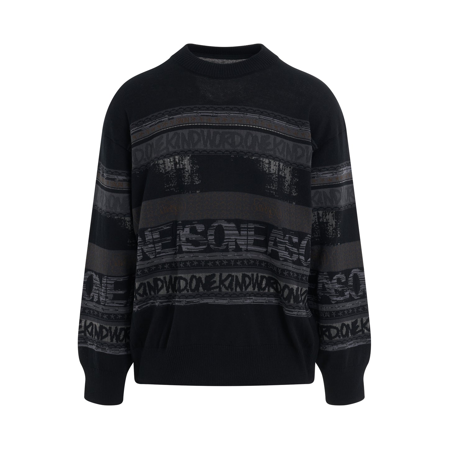 Eric Haze Jacquard Knit Pullover in Black