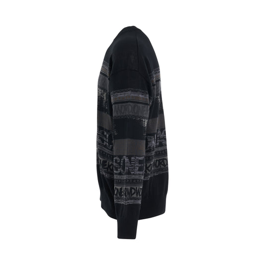 Eric Haze Jacquard Knit Pullover in Black