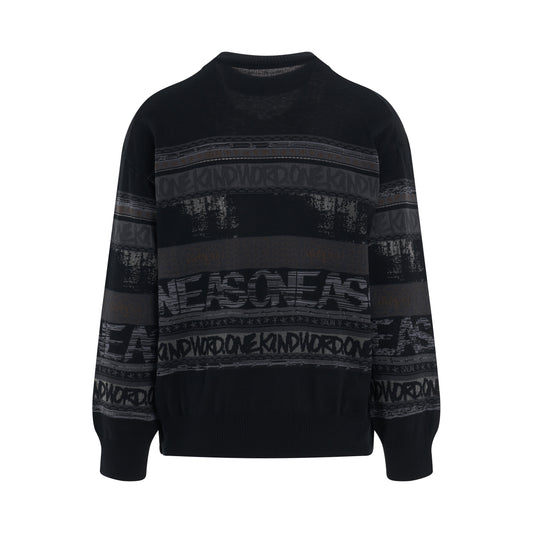 Eric Haze Jacquard Knit Pullover in Black