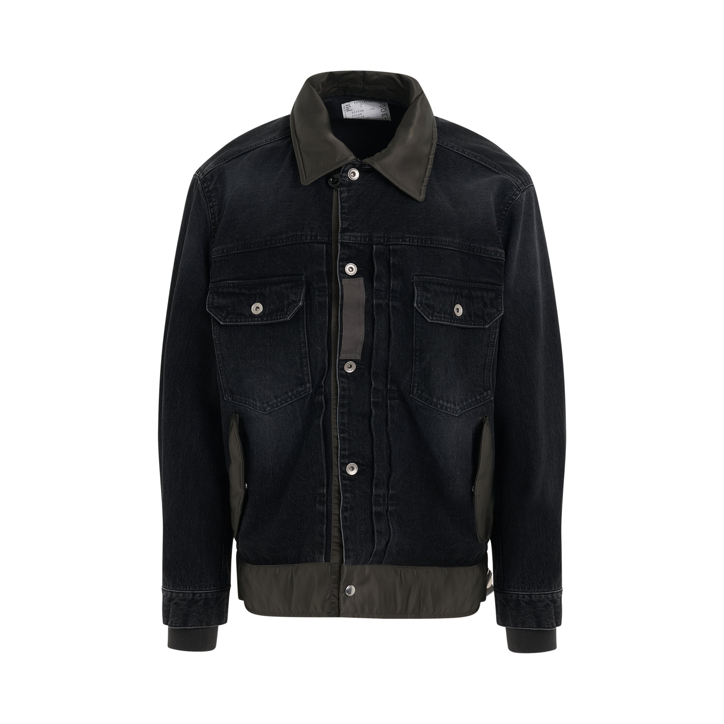 Denim x Nylon Twill Jacket in Black