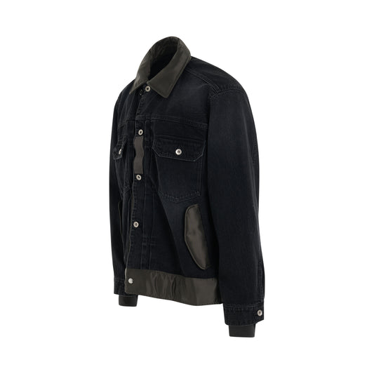 Denim x Nylon Twill Jacket in Black