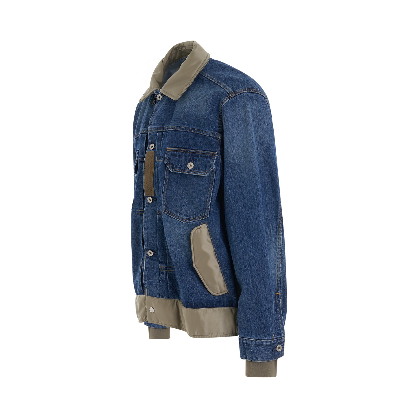 Denim x Nylon Twill Jacket in Blue