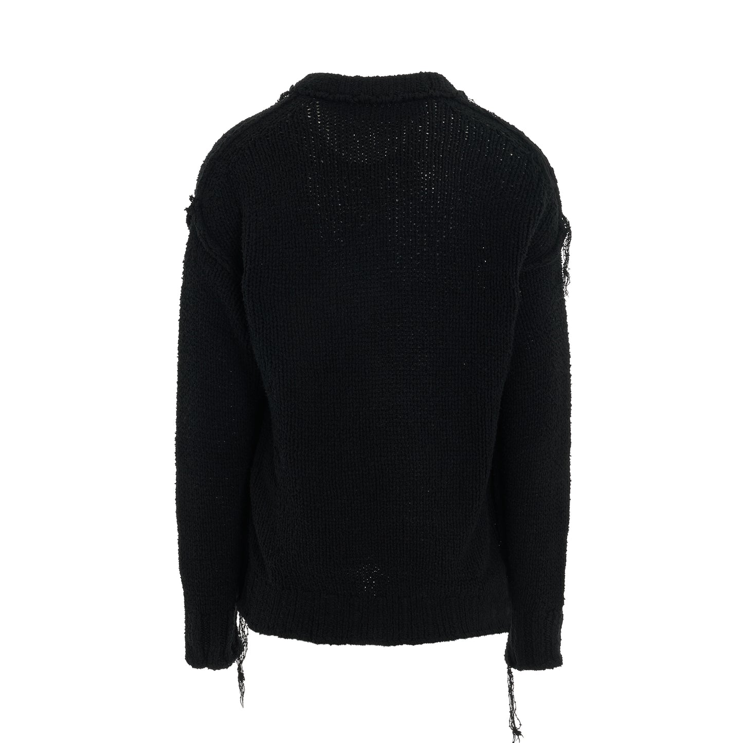 Knit Pullover with Ribbed Waistband in Black