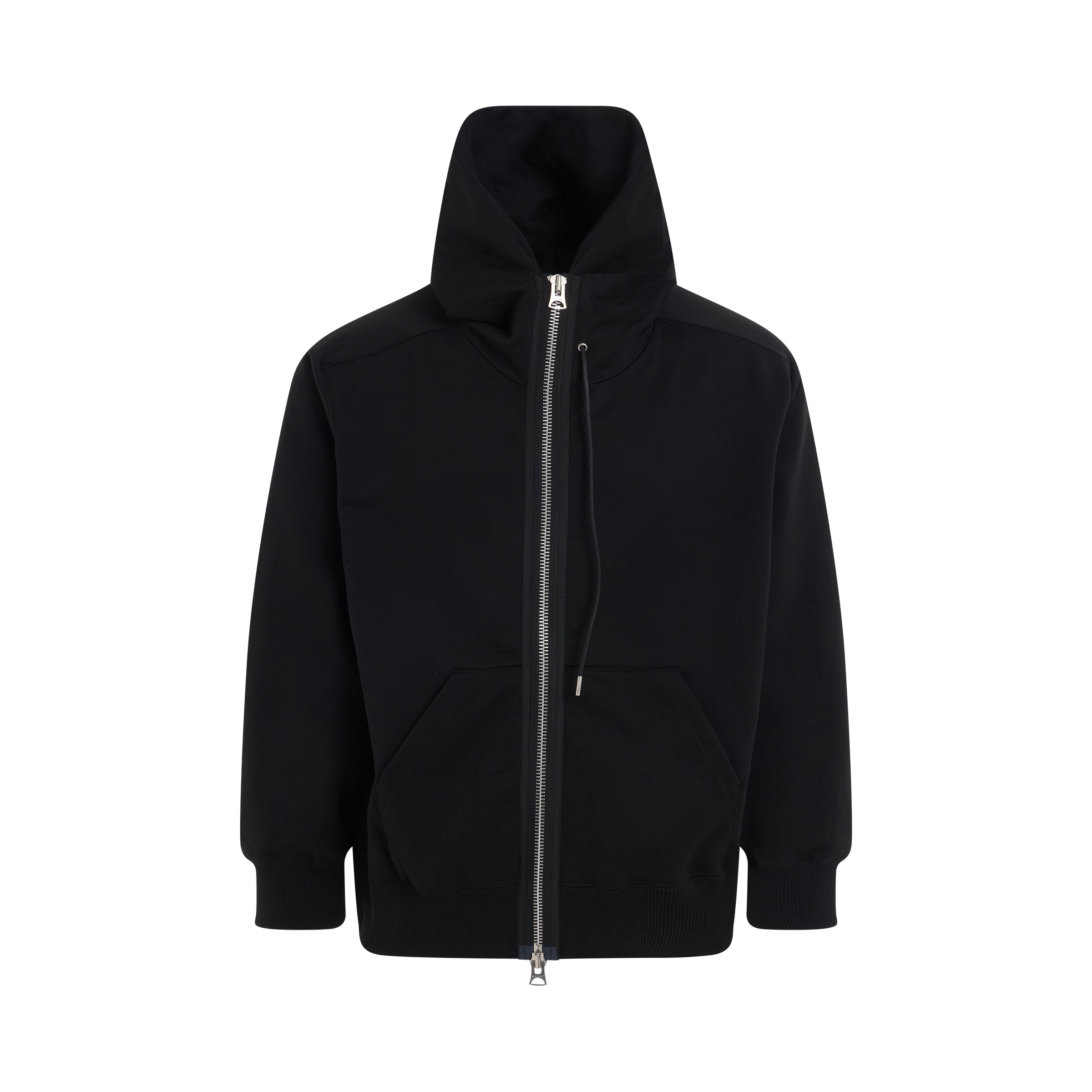 Sweat Jersey Zipped Hoodie in Black