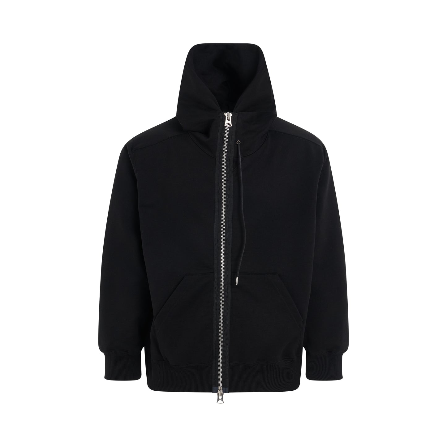 Sweat Jersey Zipped Hoodie in Black