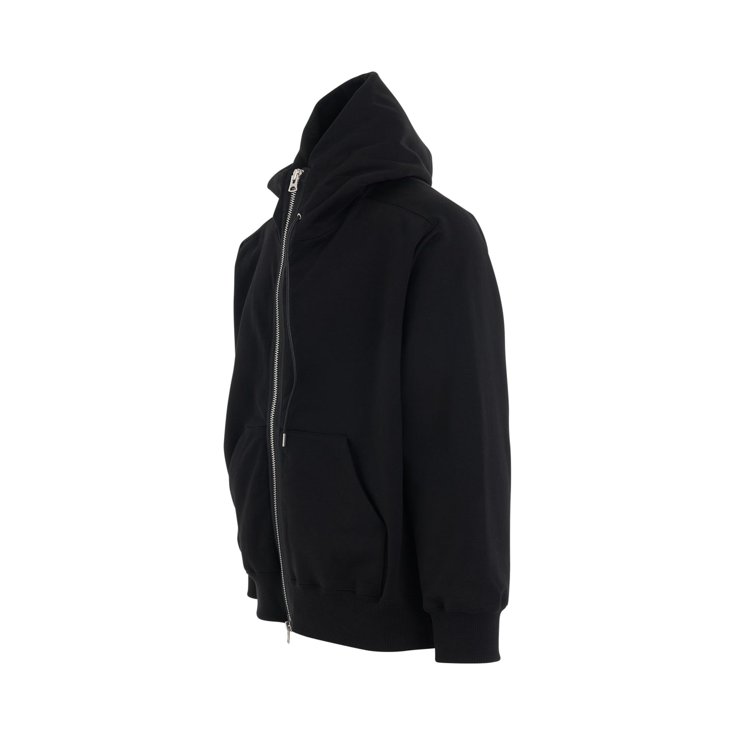 Sweat Jersey Zipped Hoodie in Black