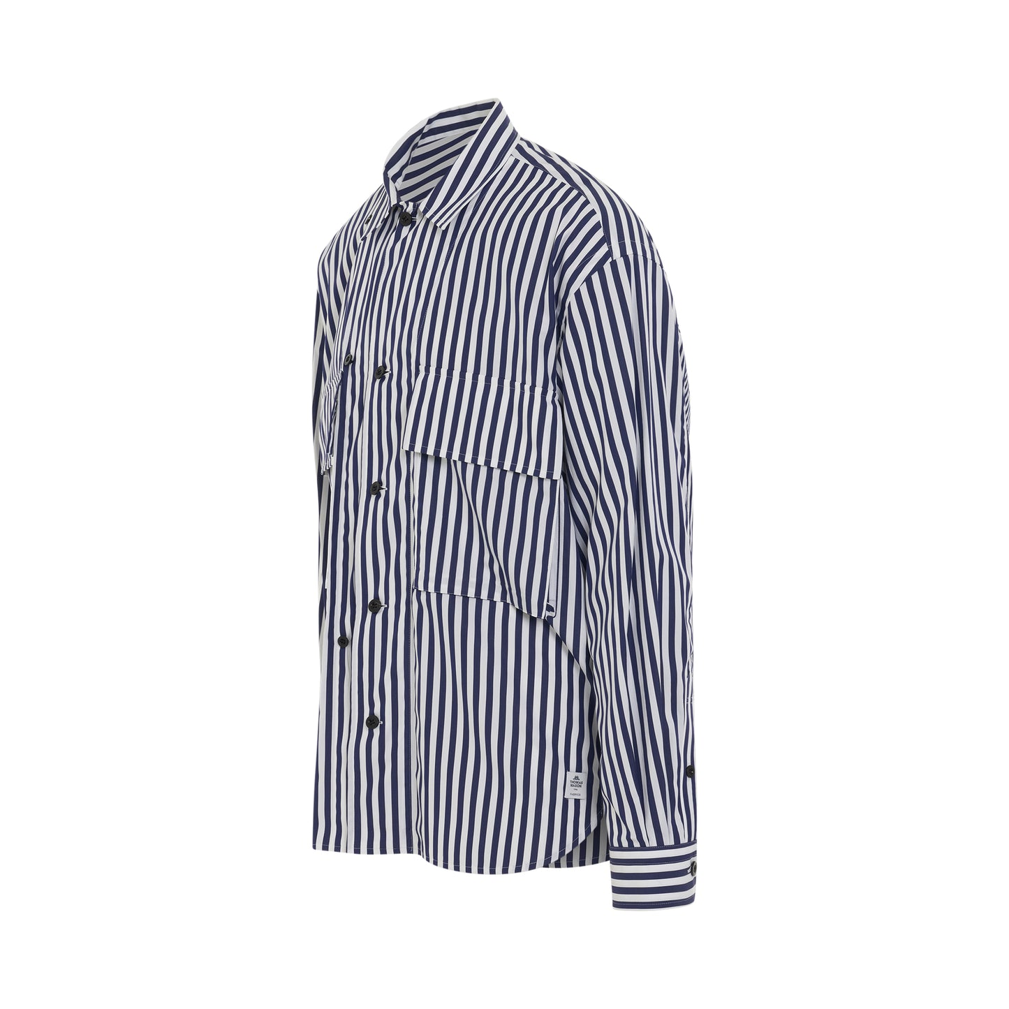 Thomas Mason Cotton Poplin Shirt in Navy Stripe