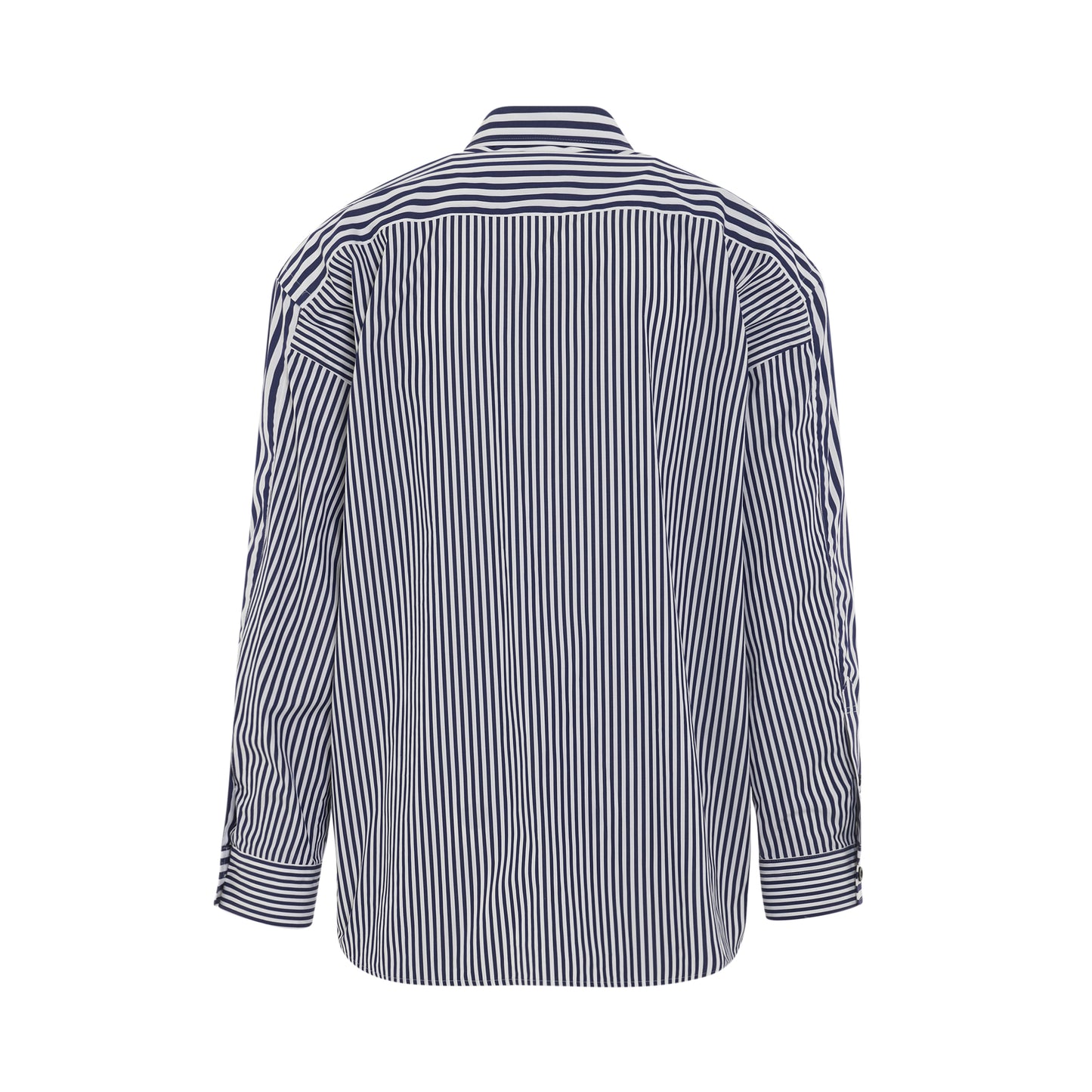 Thomas Mason Cotton Poplin Shirt in Navy Stripe