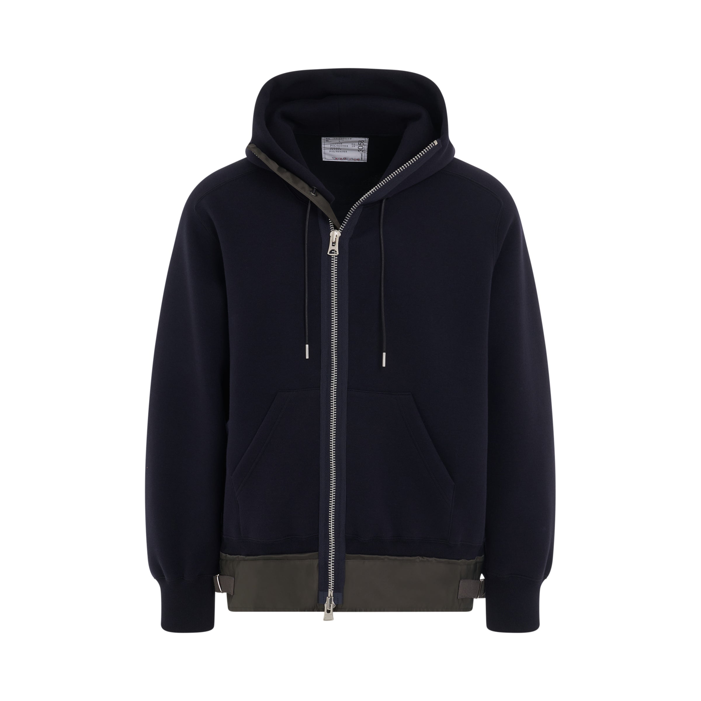 Sponge Sweat x Nylon Twill Hoodie in Navy/Khaki