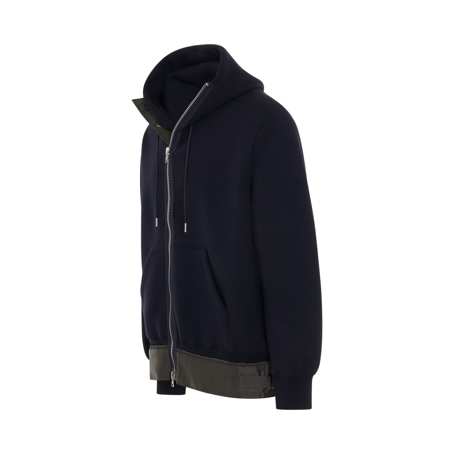 Sponge Sweat x Nylon Twill Hoodie in Navy/Khaki