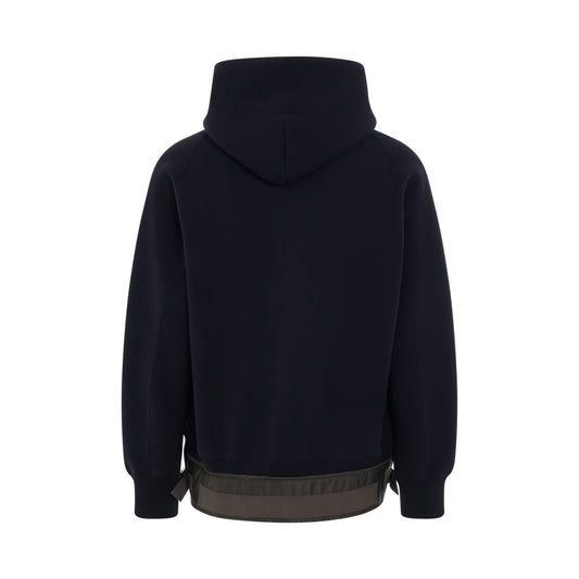 Sponge Sweat x Nylon Twill Hoodie in Navy/Khaki