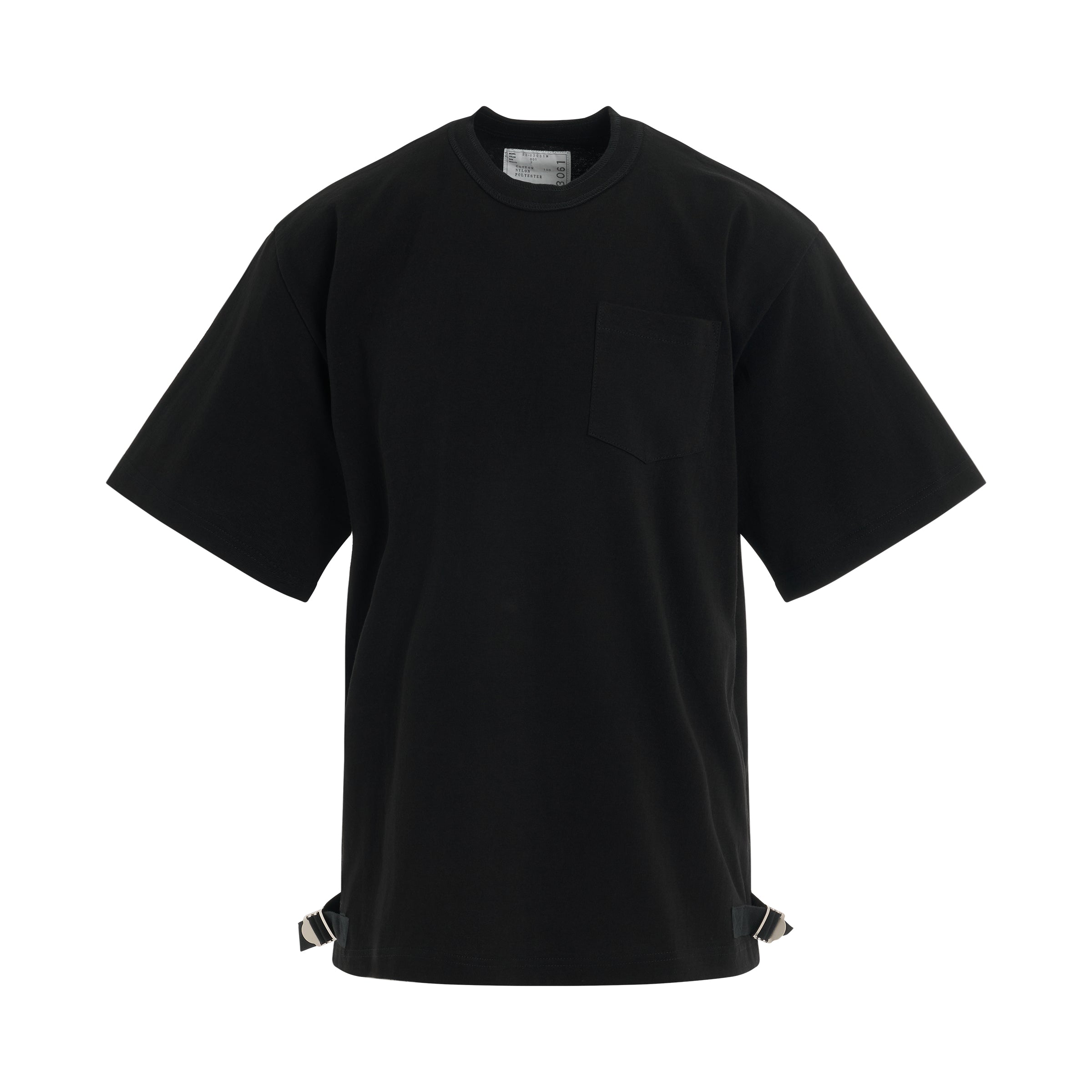 Nylon Twill x Cotton Jersey T-Shirt in Black