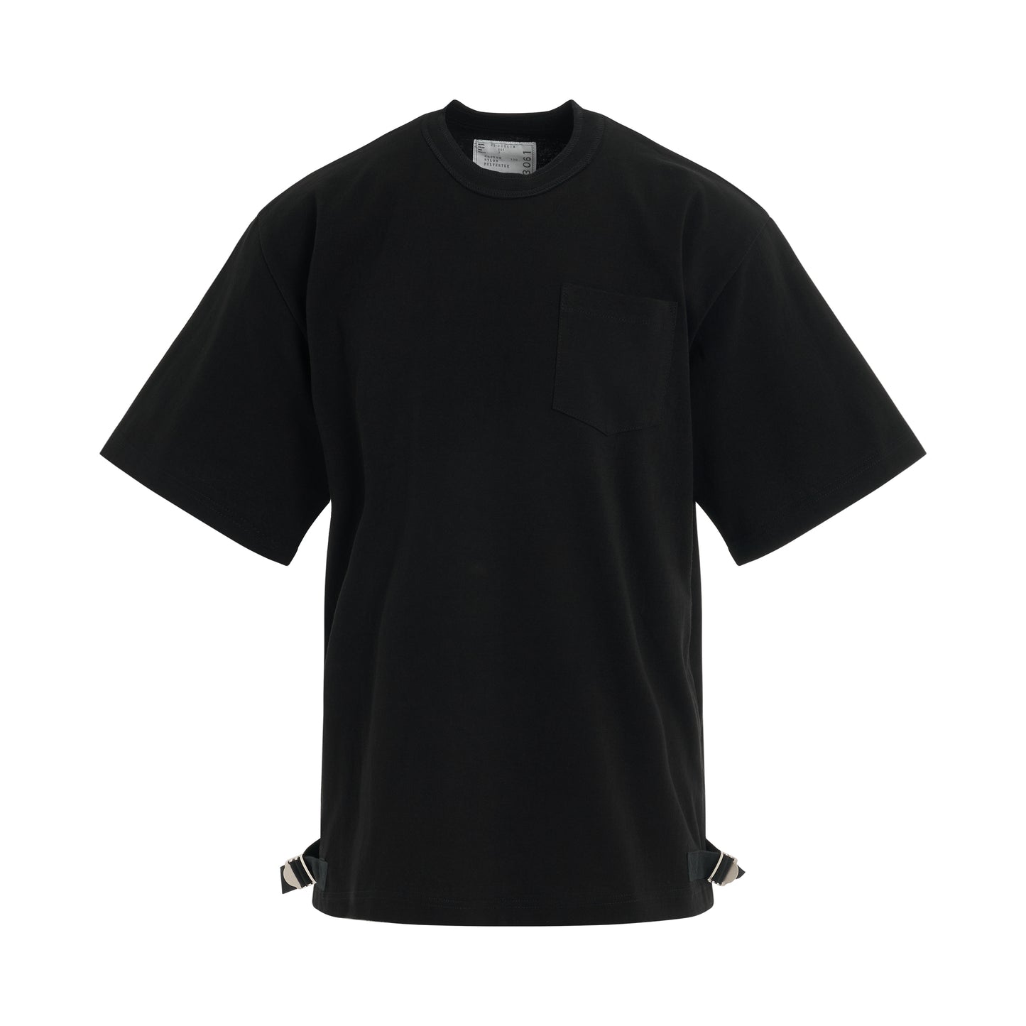 Nylon Twill x Cotton Jersey T-Shirt in Black