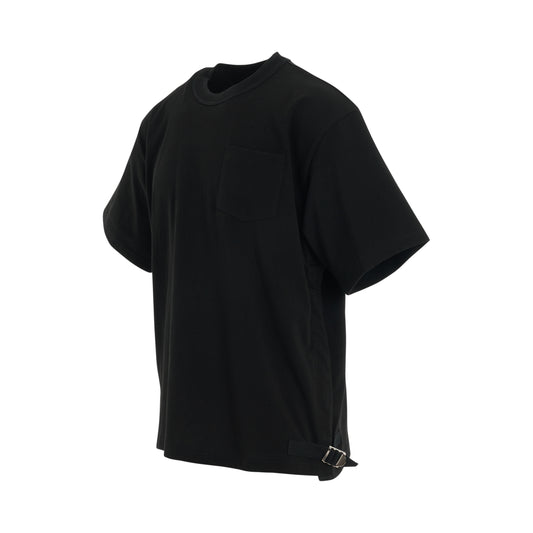 Nylon Twill x Cotton Jersey T-Shirt in Black