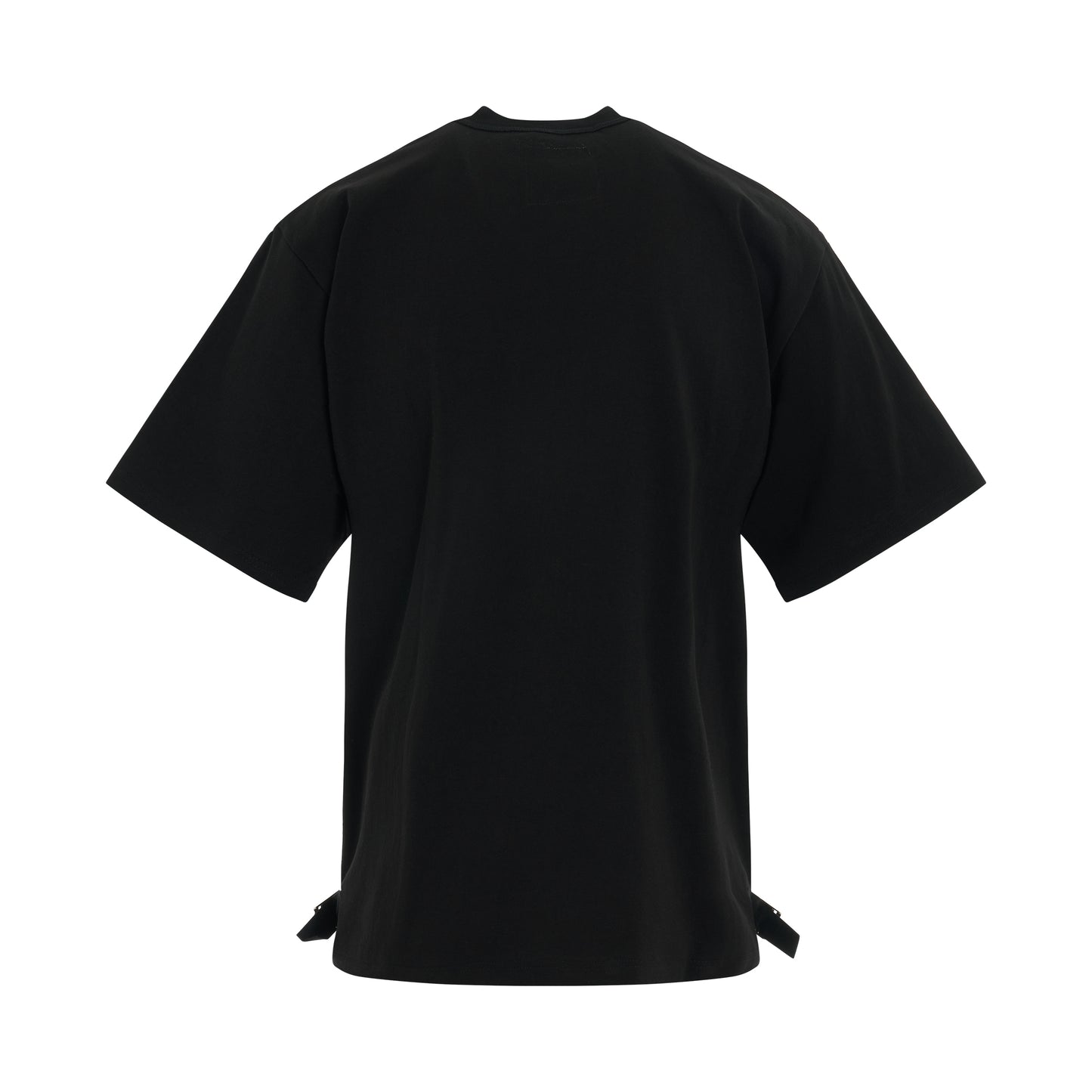 Nylon Twill x Cotton Jersey T-Shirt in Black