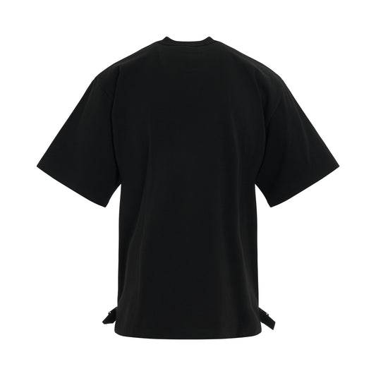 Nylon Twill x Cotton Jersey T-Shirt in Black