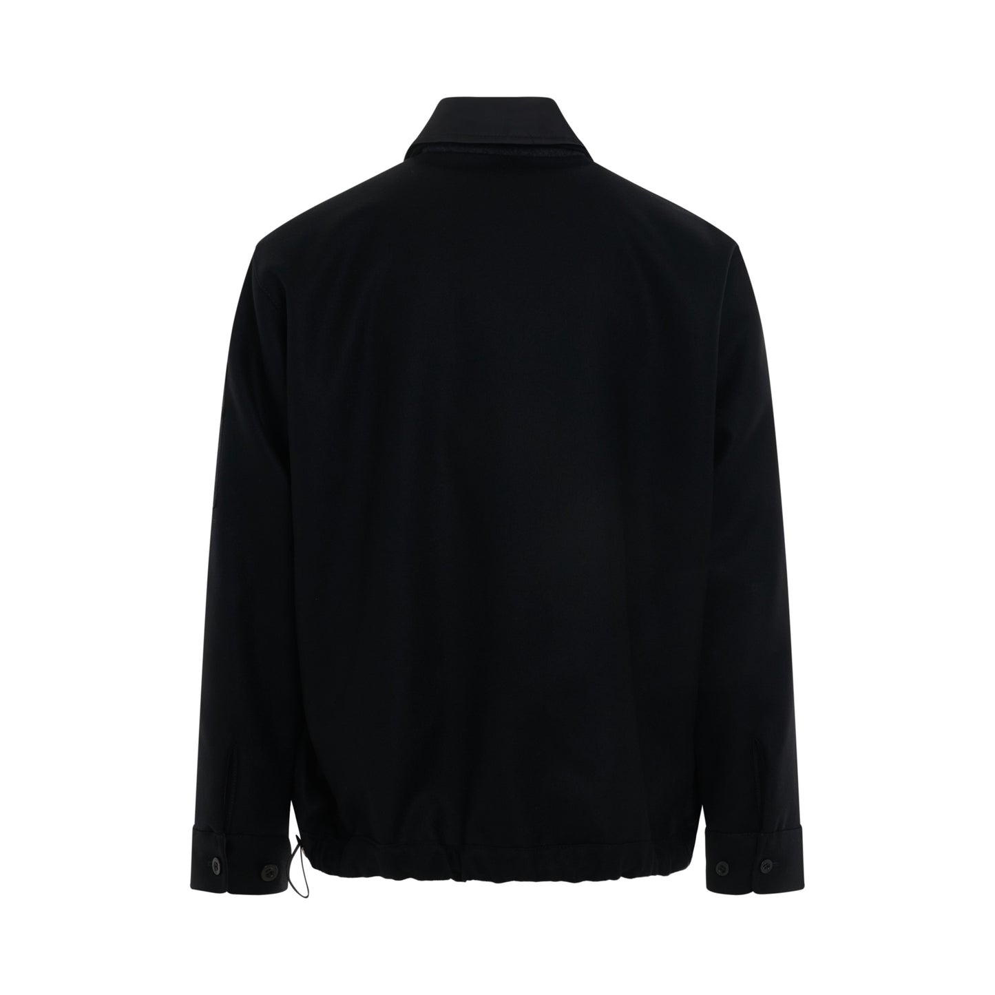 Wool Melton Long Sleeve Shirt in Black