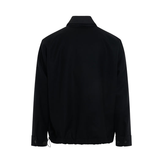 Wool Melton Long Sleeve Shirt in Black