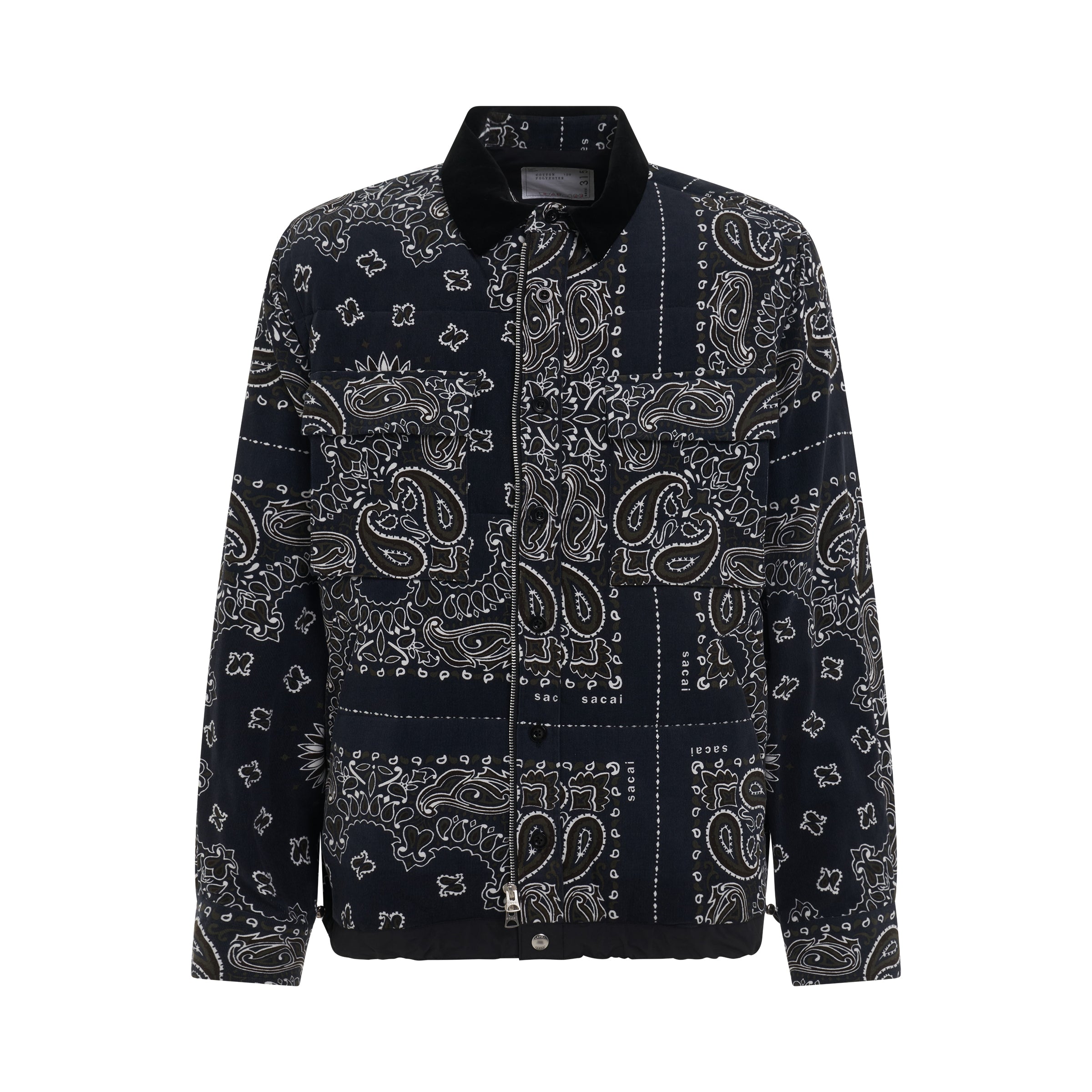 Bandana Print Long Sleeve Shirt in Navy