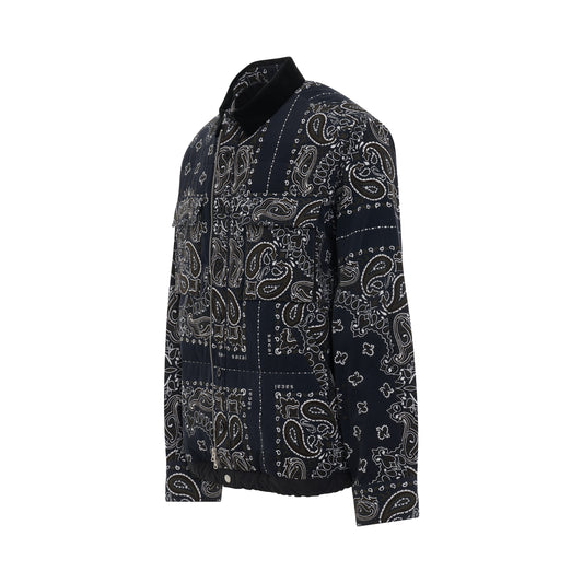 Bandana Print Long Sleeve Shirt in Navy