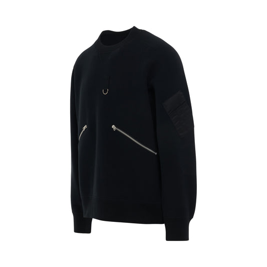 Sponge Sweat Zip Pullover in Black