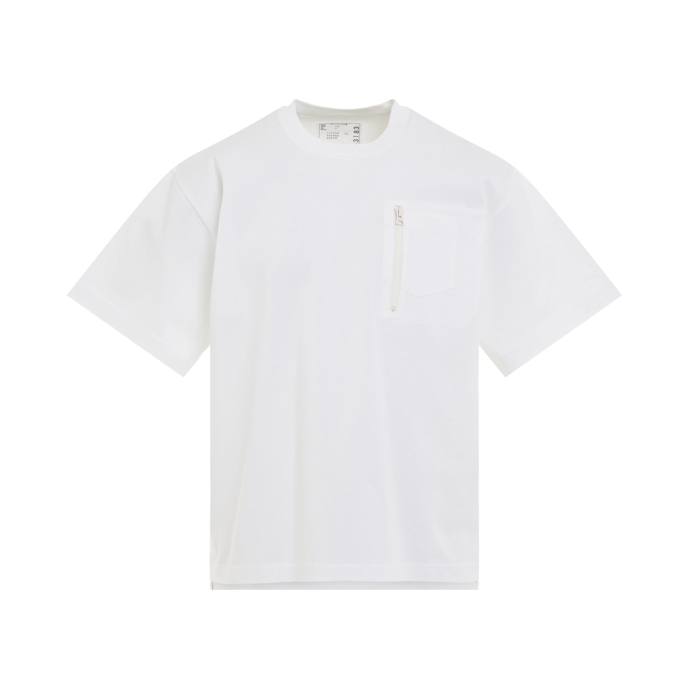 Cotton Jersey Zip T-Shirt in White